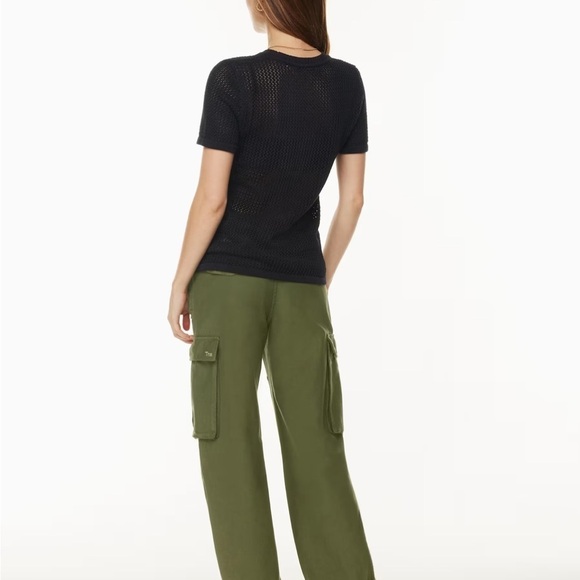 TNA Delamont Sweater Short Sleeve Open Knit Pattern Black Large - Picture 3 of 15